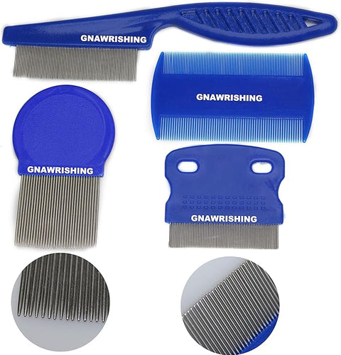 Flea Comb 4Pcs with High Strength Teeth Durable Pet Tear Stain Remover Combs, Dog Cat Grooming Set